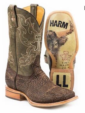 Tin Haul Men's Take No Bull Broad Toe Western Cowboy Boots Men’s Sz 10.5